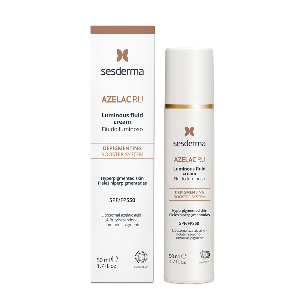 Azelac Ru fluido luminoso SPF50 SESDERMA para pele sensível e madura