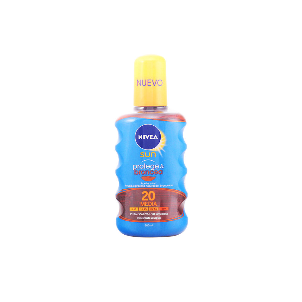 NIVEA Sun Protects &amp; Tans óleo SPF20 spray 200ml – Proteção e bronzeado