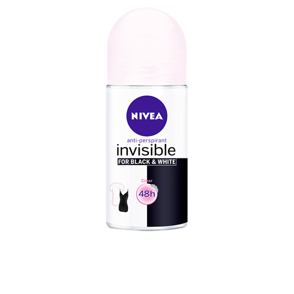 NIVEA Black & White Invisible Roll-on Desodorante 50ml para Todo Tipo de Peles