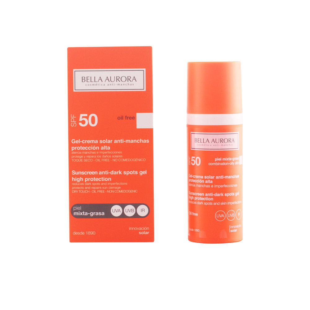 Bella Aurora Solar Gel Antidark Spots SPF50 para Pele Mista e Oleosa - Proteção Diária