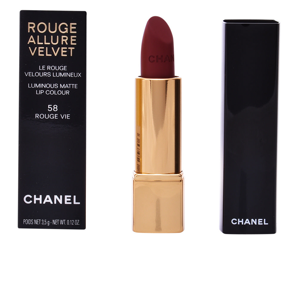 Chanel Rouge Allure Velvet #58 Rouge Vie – Batom de luxo com acabamento aveludado