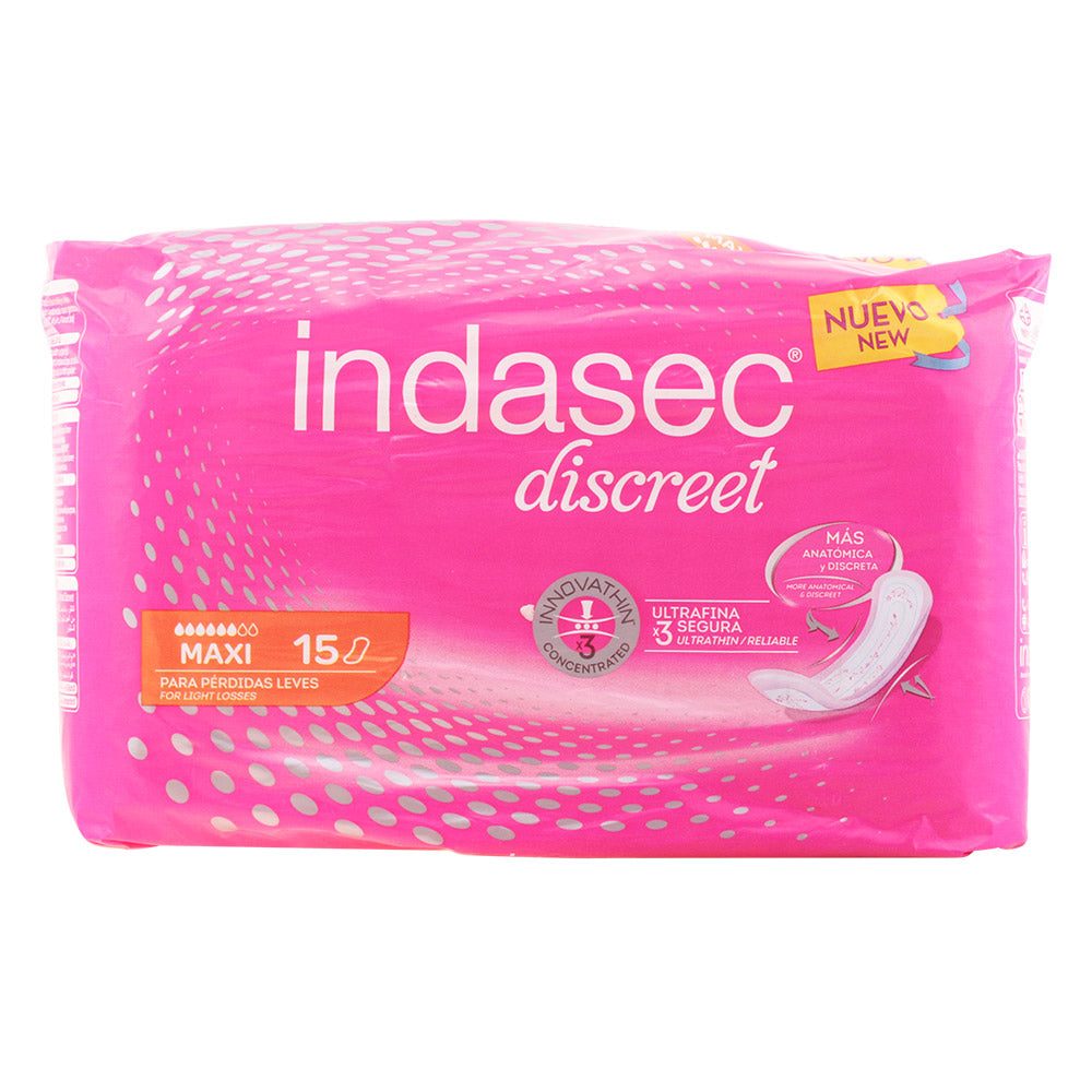INDASEC DISCREET absorventes maxi para incontinência, 15 unidades