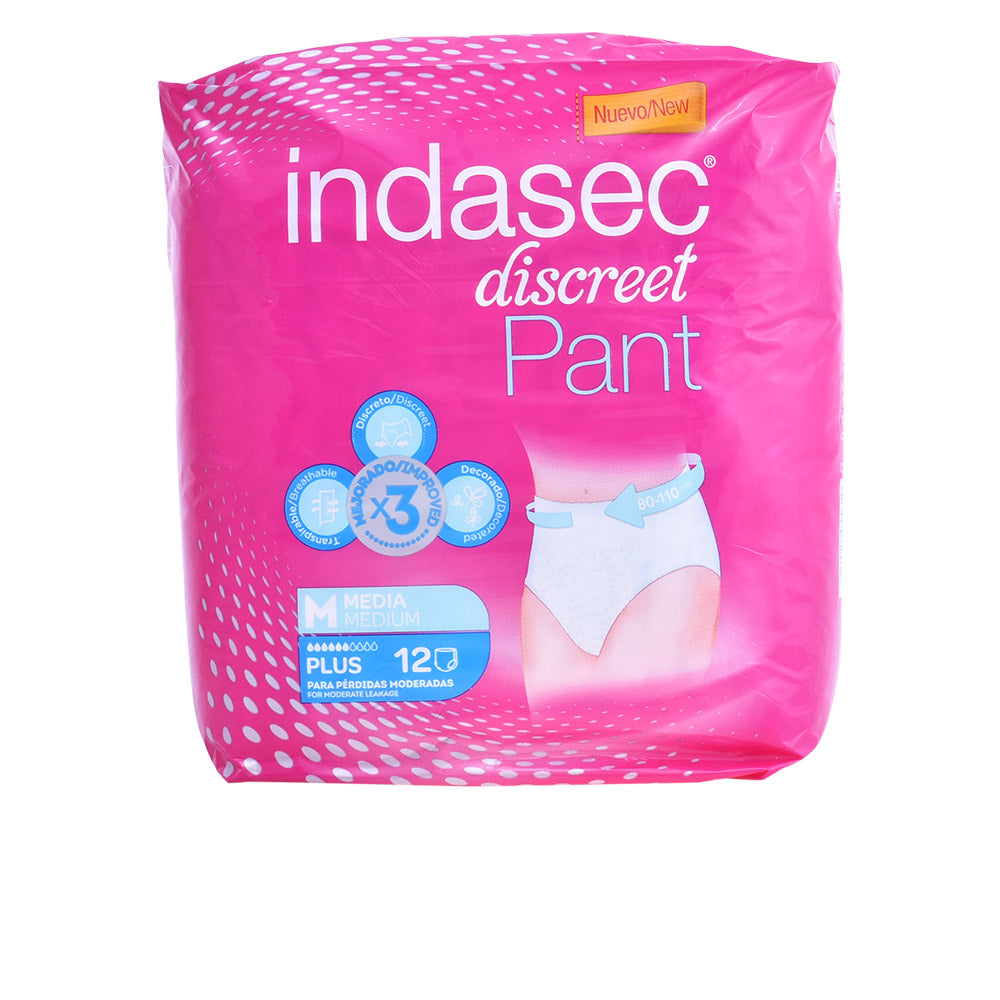 Indasec PANT PLUS tamanho médio para mulher, 12 unidades de higiene feminina