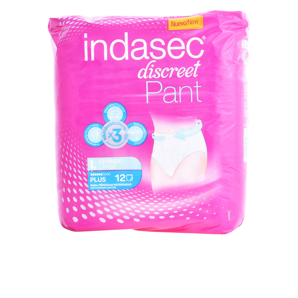 Indasec PANT PLUS tamanho grande, 12 unidades para higiene feminina