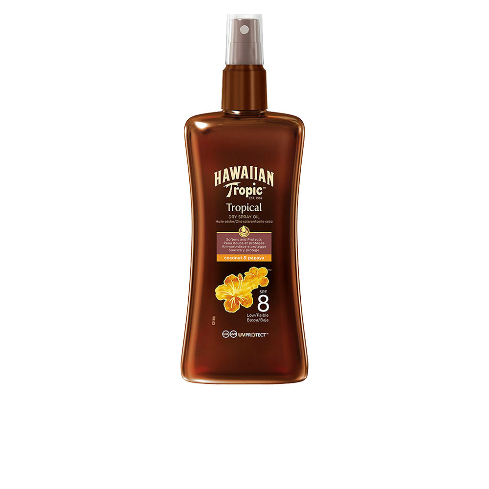 Hawaiian Tropic Coconut &amp; Papaya óleo seco SPF8 spray 200 ml