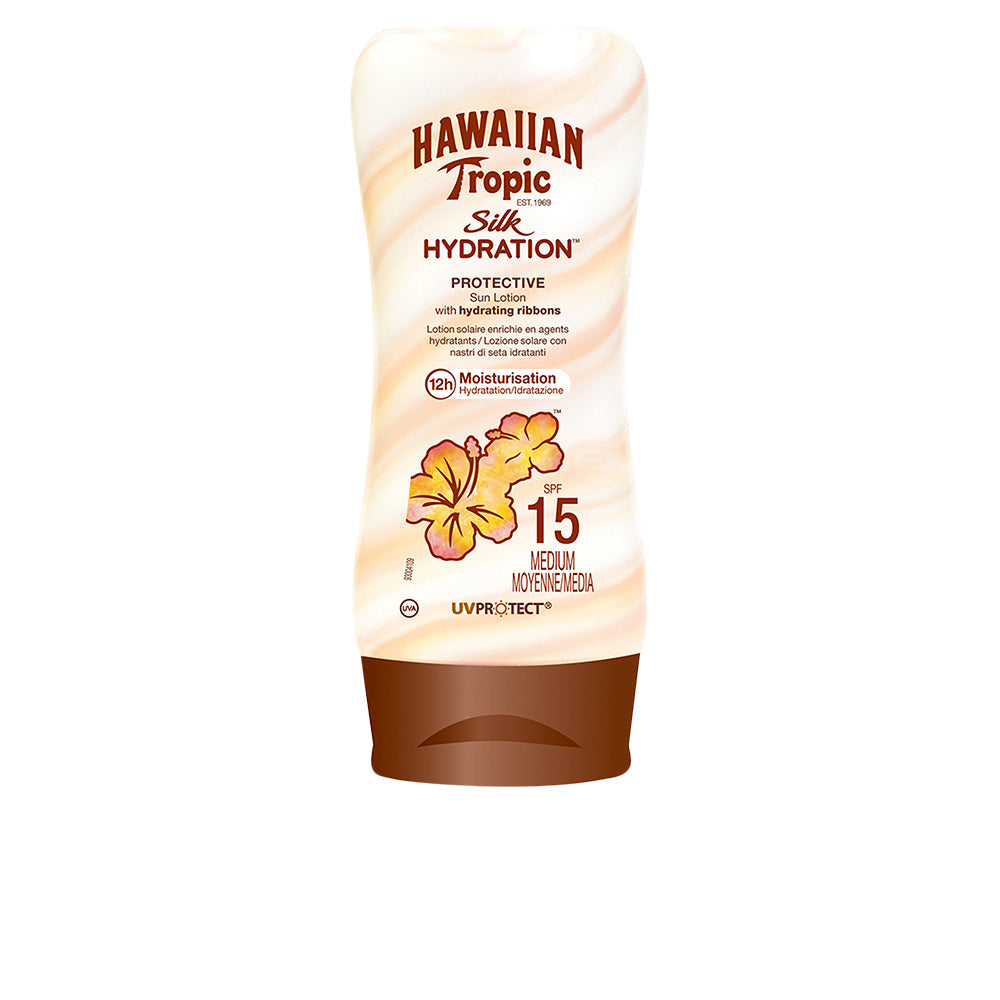 Hawaiian Tropic Silk Hydration loção solar SPF15 180ml - Proteção e hidratação para toda a família