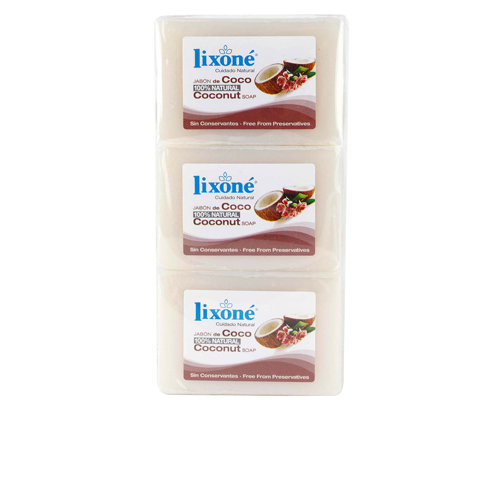LIXONE COCO Jabon Natural para Pele Seca, 3 x 125g | Higiene Premium