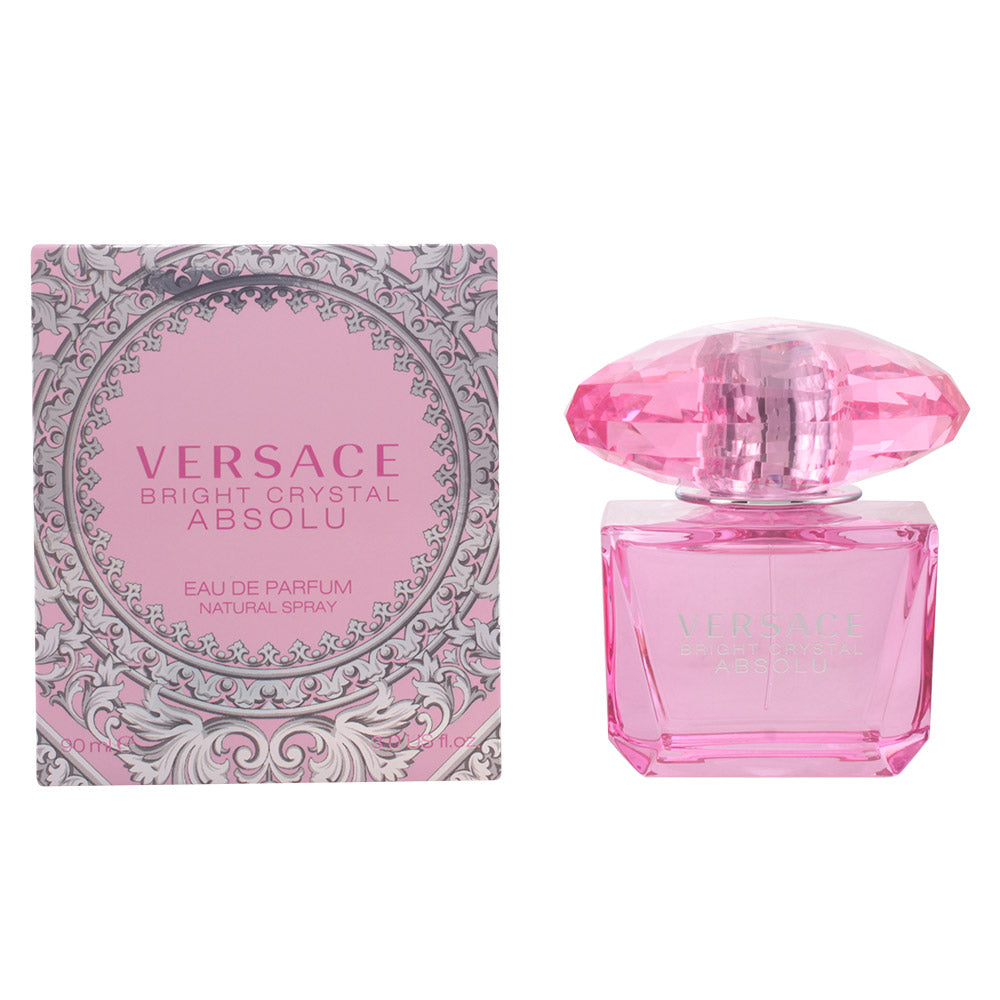Versace Bright Crystal Absolu Eau de Parfum 90ml para Mulher – Fragrância Floral, Amaderada e Afrutada com Benefícios de Elegância e Sofisticação
