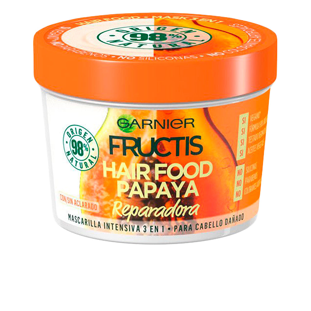 Garnier Fructis Hair Food Papaya Repair Mask 390 ml - Natural, Vegan & Cruelty-Free for Damaged and Dry Hair