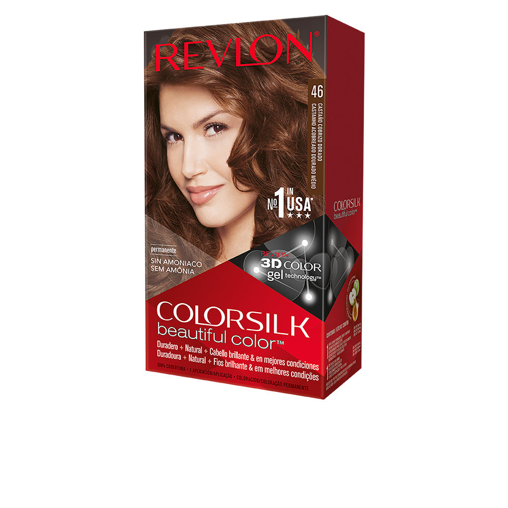 REVLON MASS MARKET COLORSILK Hair Dye #46 Castaño Cobrizo Dorado, 1 Application